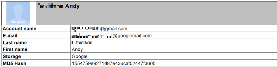 Cell Phone Forensics Extracted Contact