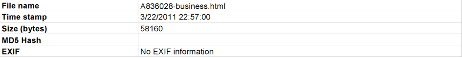 Cell Phone Forensics Extracted File Information