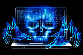 hacker ghost image on laptop